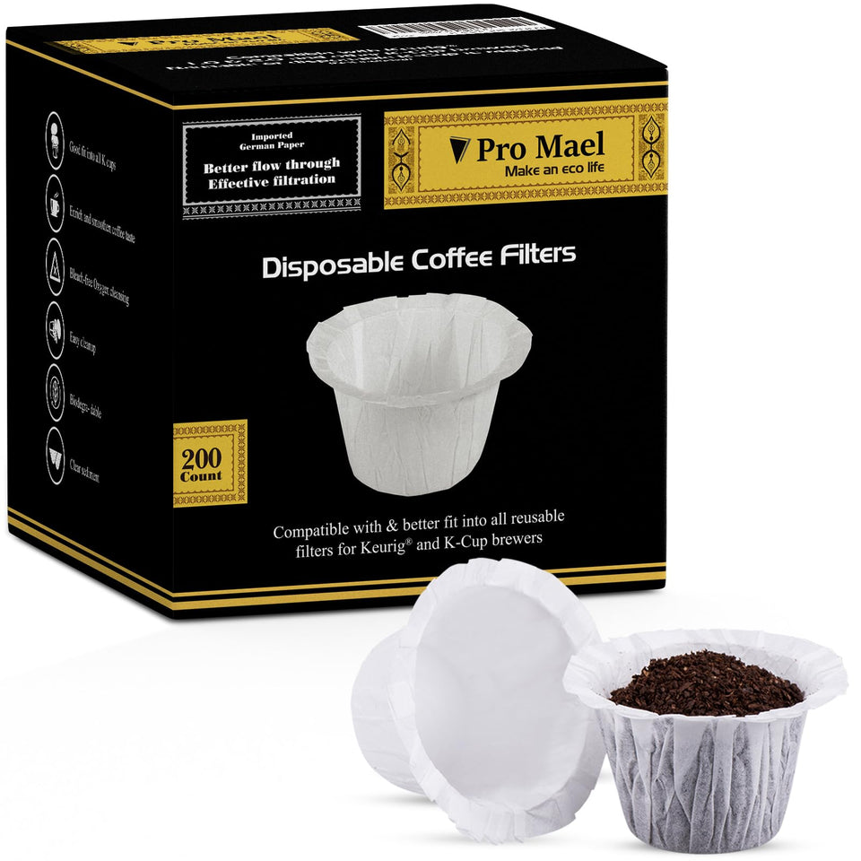 Pro Mael disposable K Cup filter pack for Keurig, mess-free brewing.