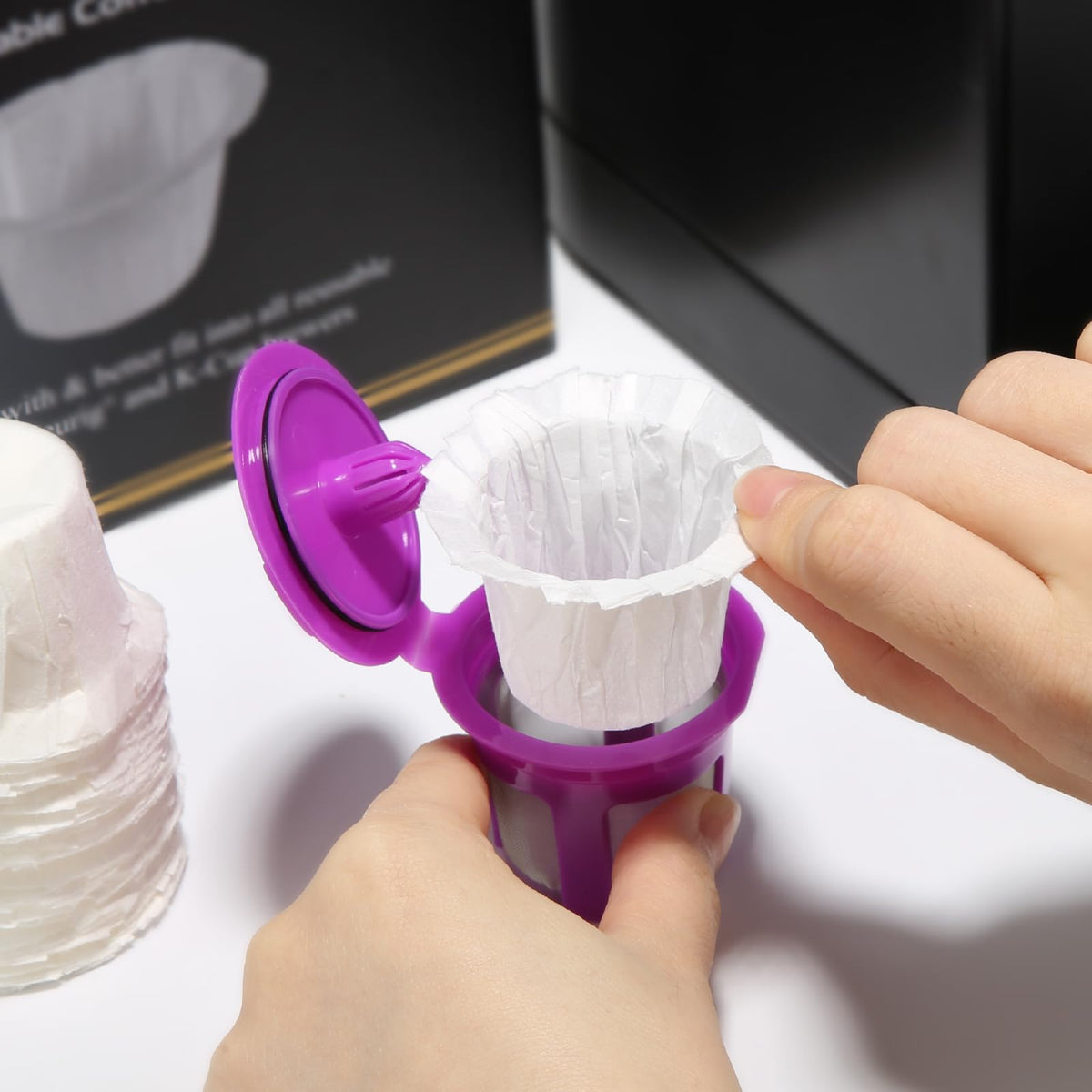 Pro Mael Keurig 1.0/2.0 compatible filters for seamless single-serve brewing.
