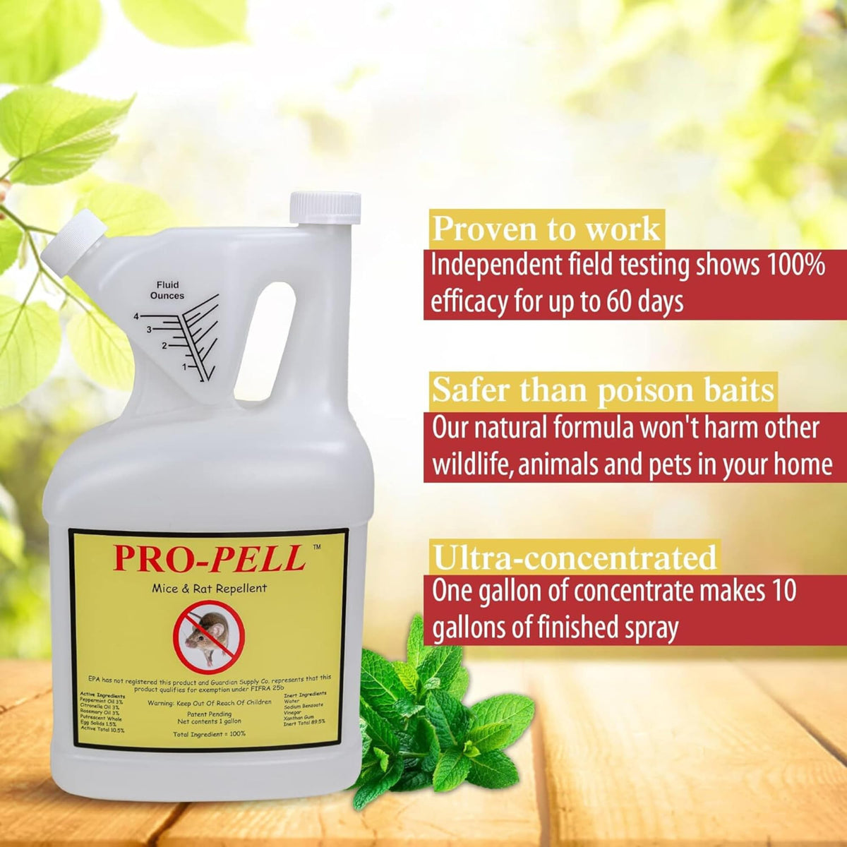 PRO-PELL bottle pour demonstrates easy dilution for large areas.