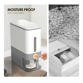 Proarea rice dispenser shows transparent window for remaining rice.