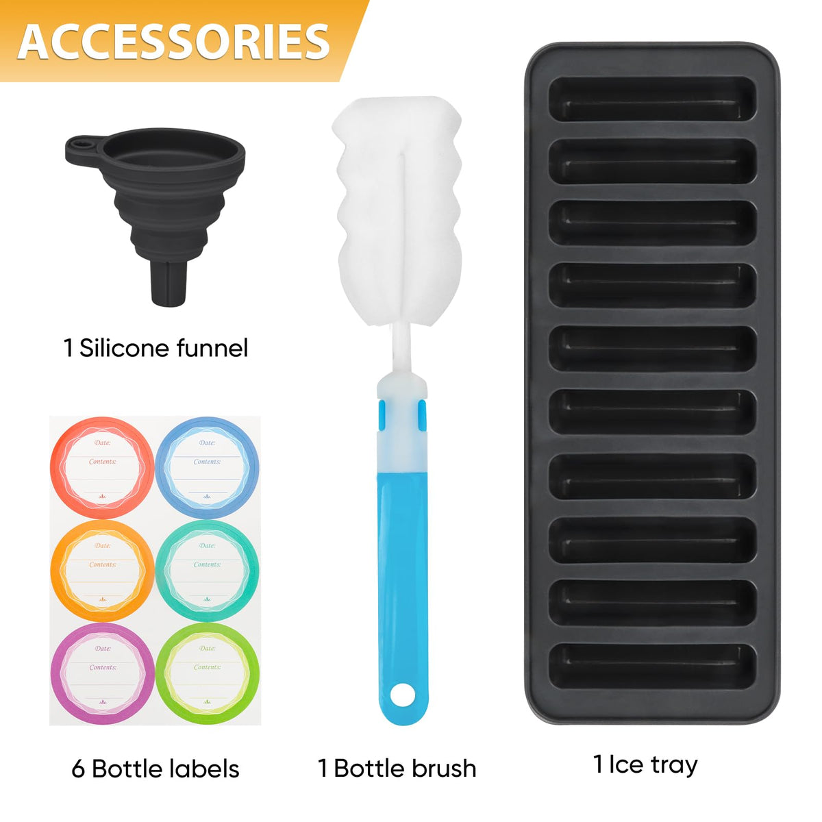 PROBTTL clear glass bottle for juice storage and easy identification.