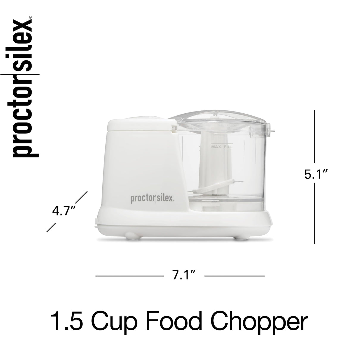 Proctor Silex 1.5-cup chopper prepping salsa with chunky texture.