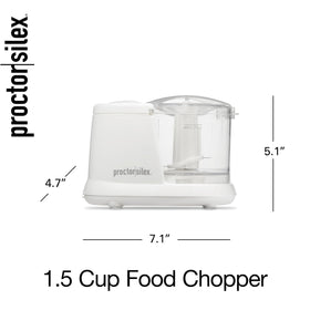 Proctor Silex 1.5-cup chopper prepping salsa with chunky texture.
