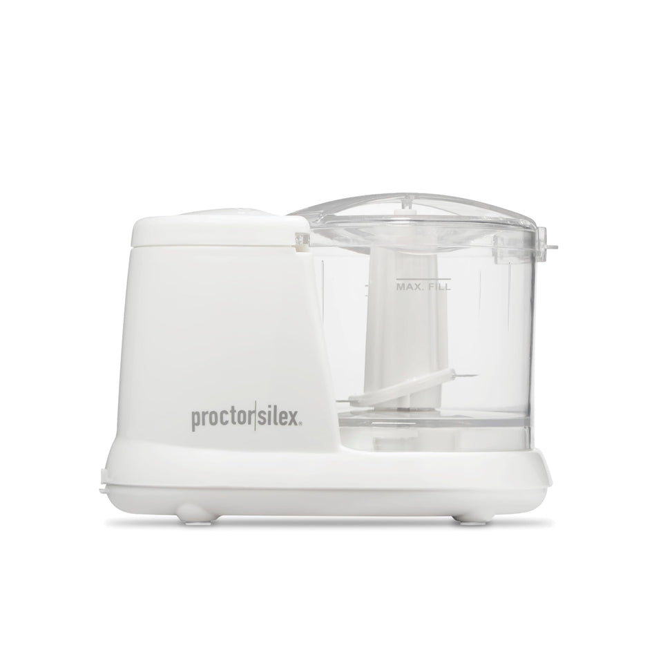 Proctor Silex 1.5-cup chopper on the counter for quick meal prep.