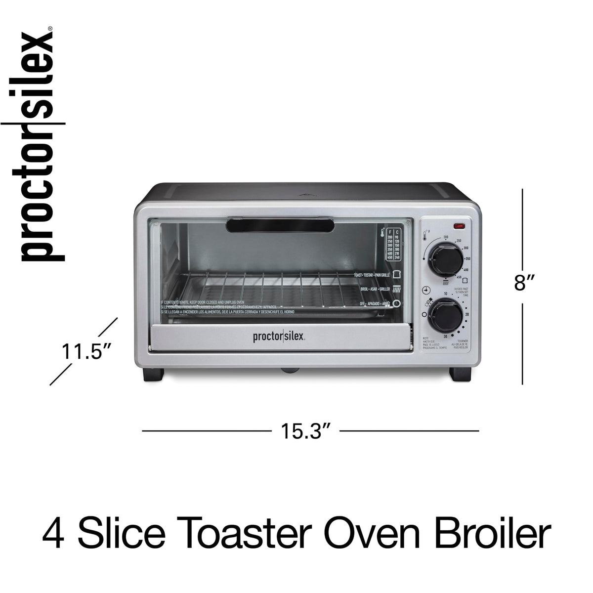 Proctor Silex 4-Slice Toaster Oven ready bell cues end of cycle.