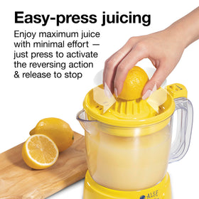 Automatic reverse juicing action on the Proctor Silex Alex's Lemonade Stand juicer for max juice