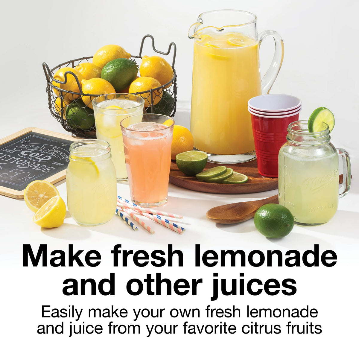 Detachable pitcher from the Proctor Silex Alex's Lemonade Stand juicer for serving at table