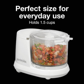 Proctor Silex compact chopper with transparent bowl for easy monitoring.