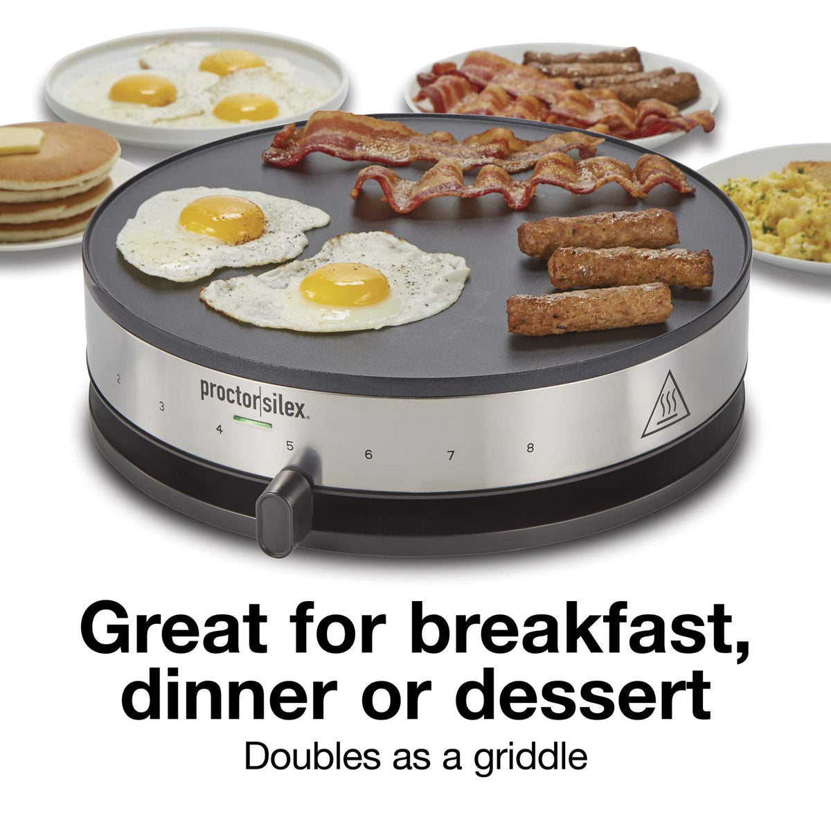 Proctor Silex crepe maker temperature control for precise browning