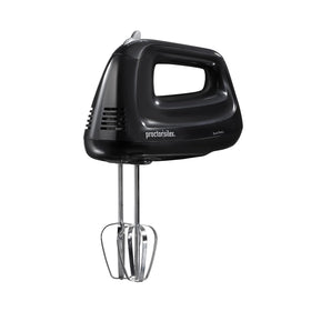 Proctor Silex Easy Mix 5 speed with bowl rest on edge for steady mixing.