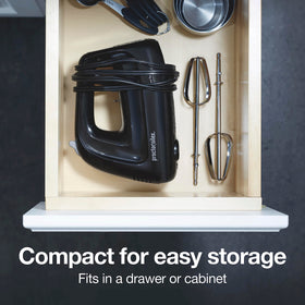 Proctor Silex Easy Mix ergonomic handle provides comfortable grip.