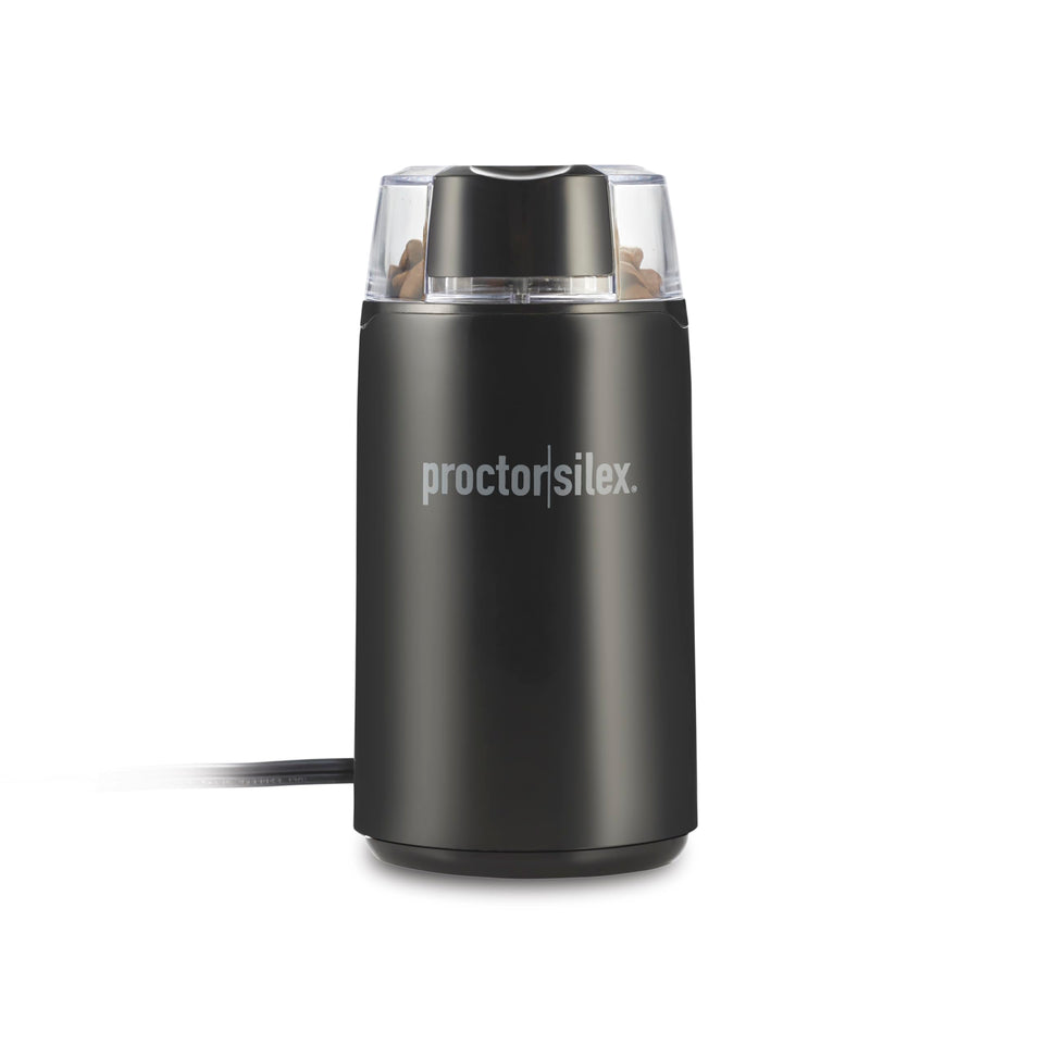 Proctor Silex Fresh Grind with coffee beans for a quick, flavorful cup.