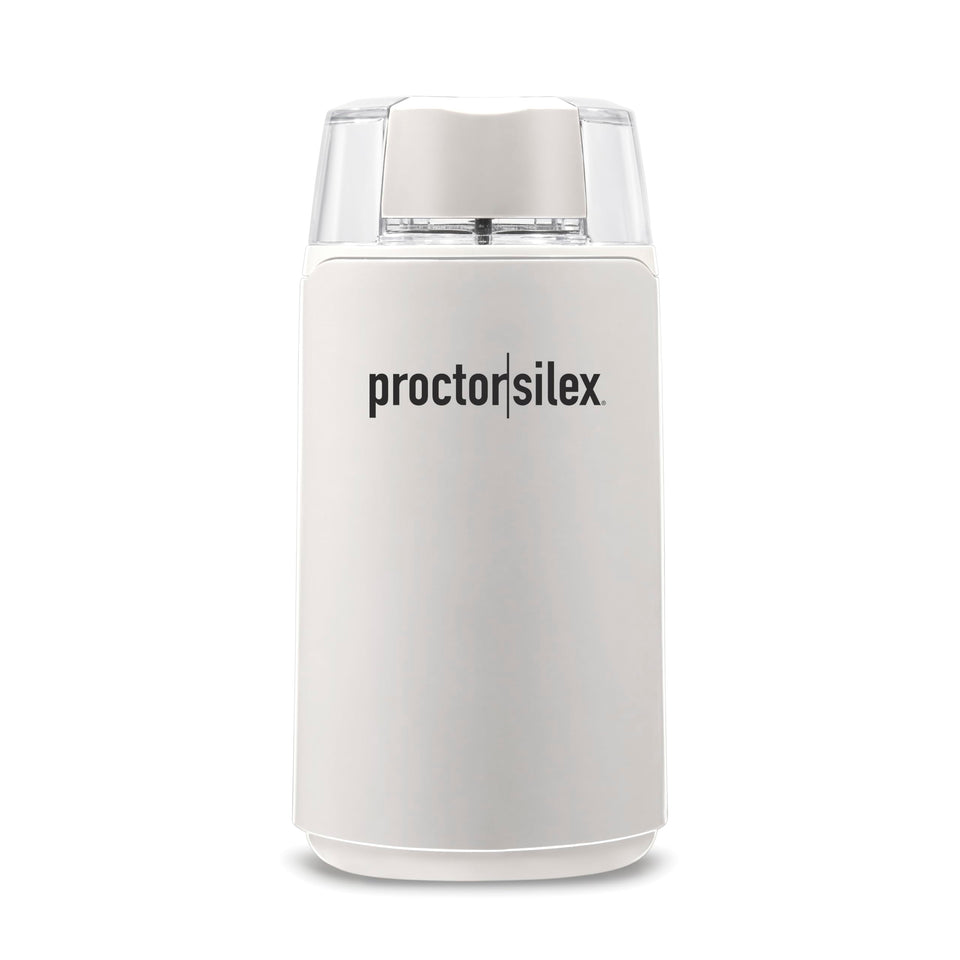 Proctor Silex Fresh Grind coffee grinder in use grinding beans for a fresh cup