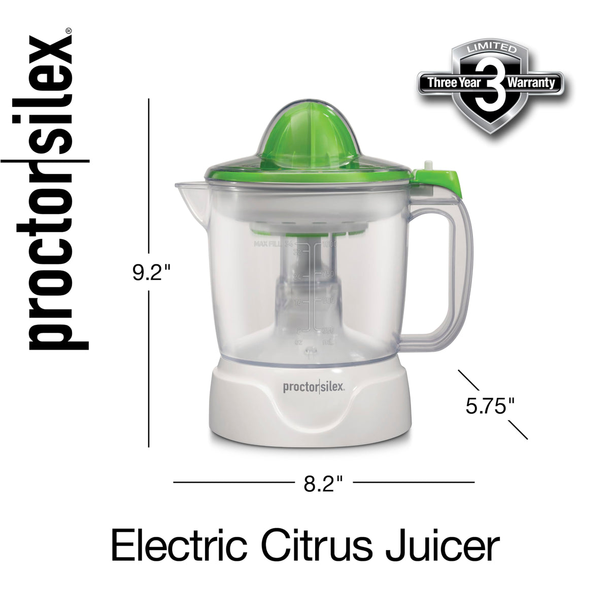 Proctor Silex juicer compact storage keeps cabinets neat.
