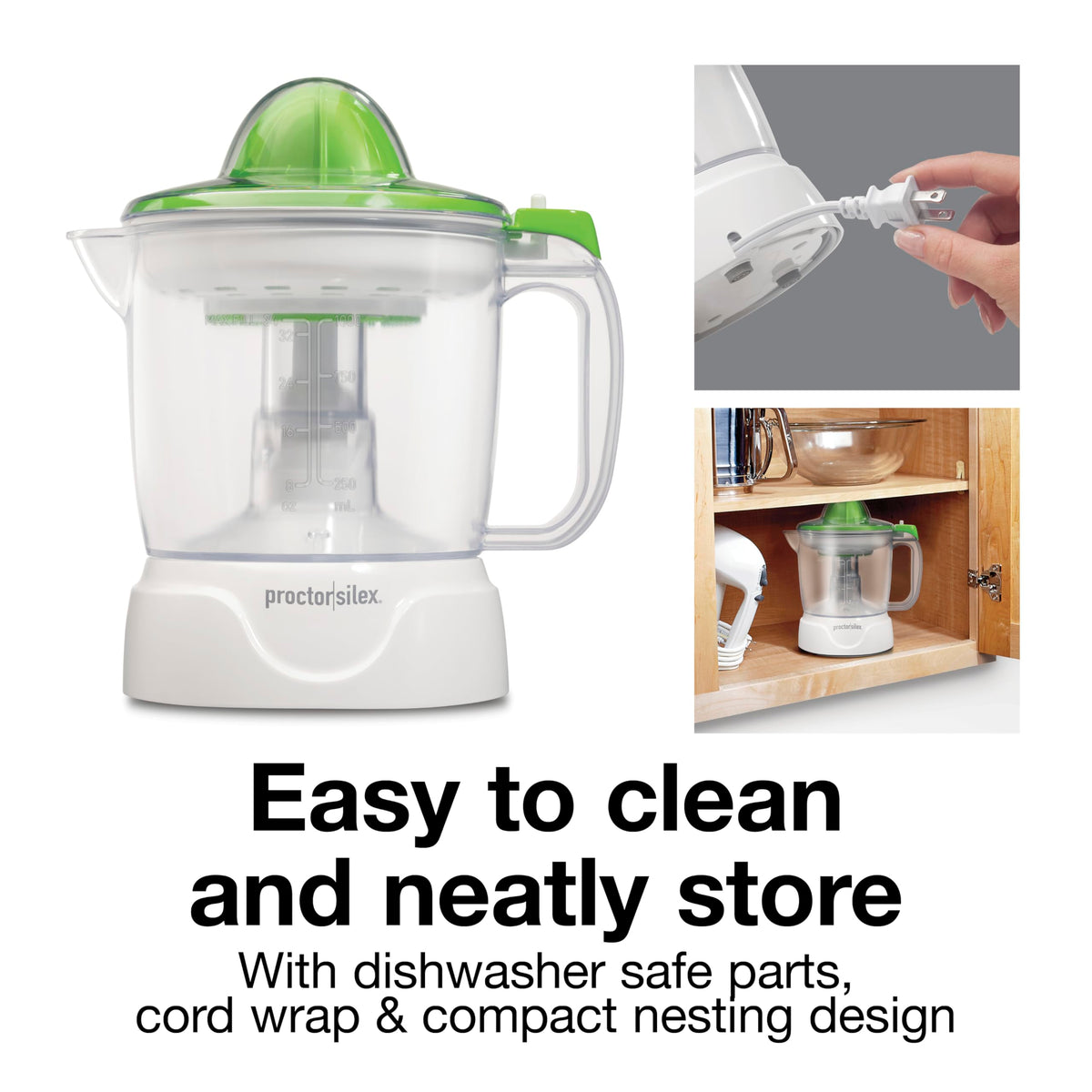 Proctor Silex juicer cord wrap keeps your countertop tidy.