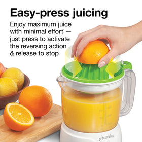 Proctor Silex juicer large reamer handles bigger fruit with ease.