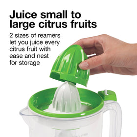 Proctor Silex juicer pulp-strainer keeps pulp out of your glass.