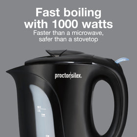 Proctor Silex K2071PS 1000-watt fast boil for hot beverages.