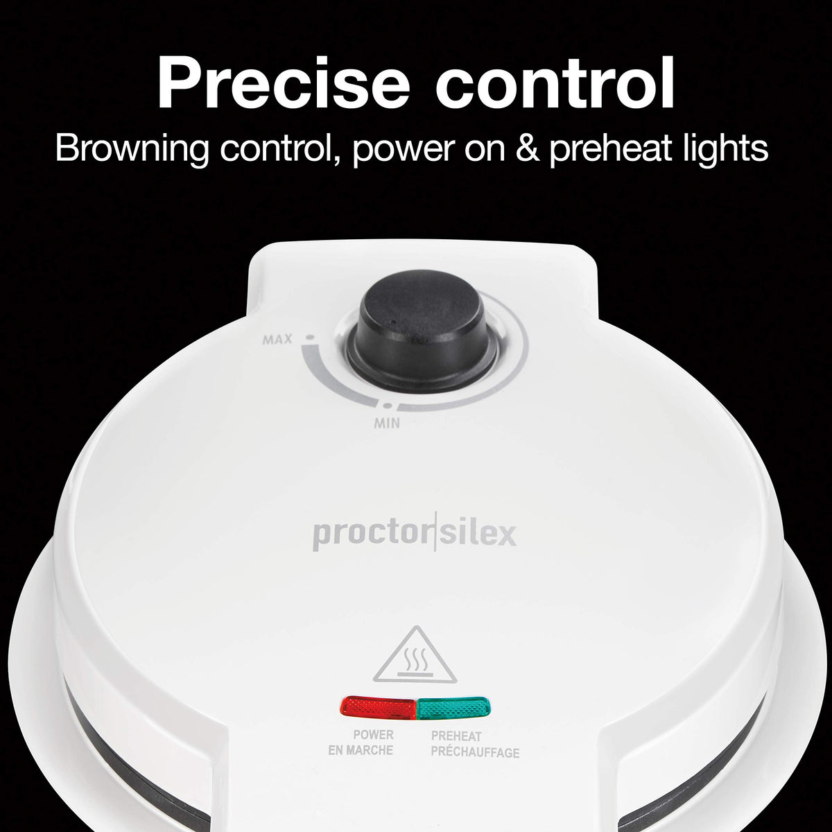 Proctor Silex nonstick plates provide easy release and simple cleanup