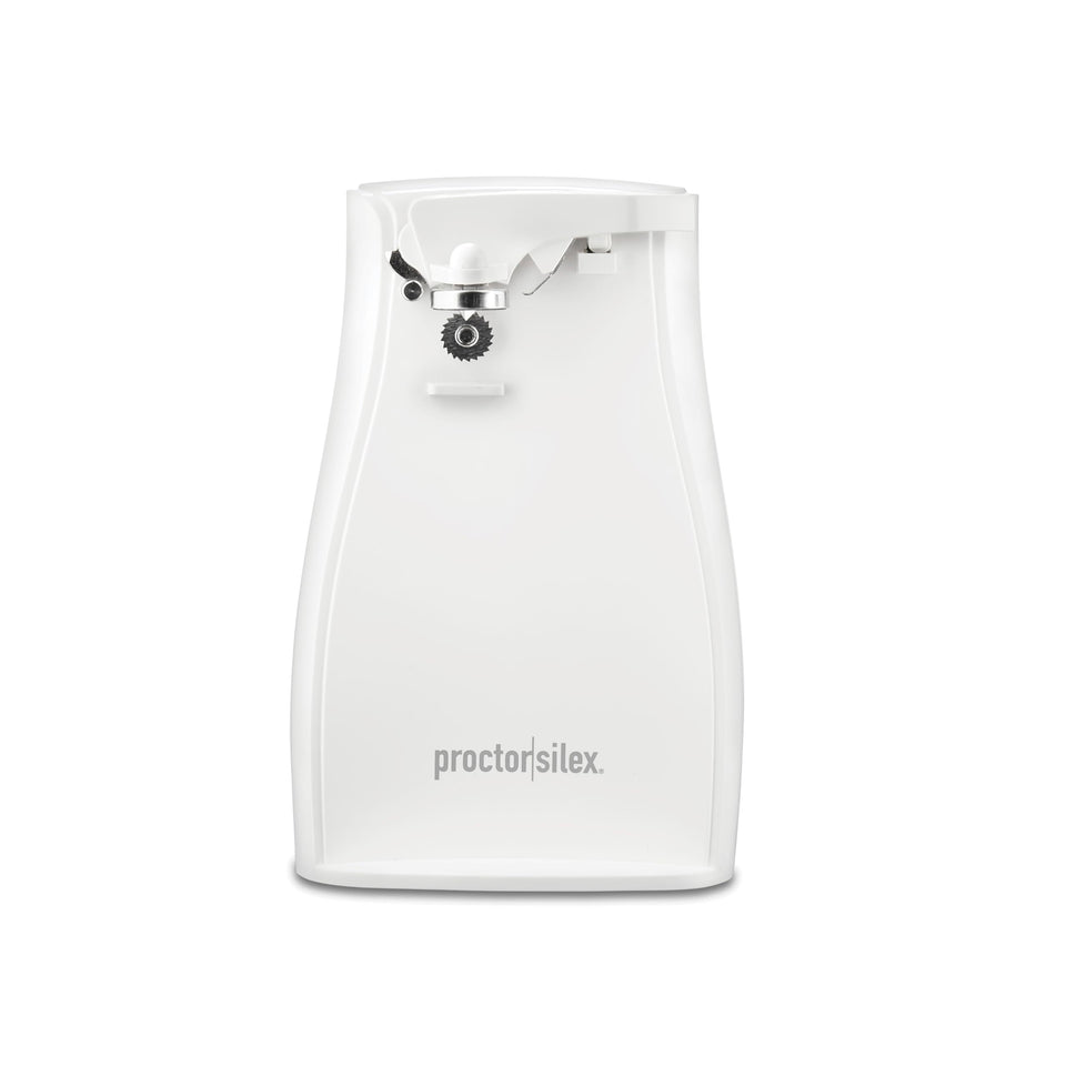 Proctor Silex power electric can opener with compact design for easy countertop use.