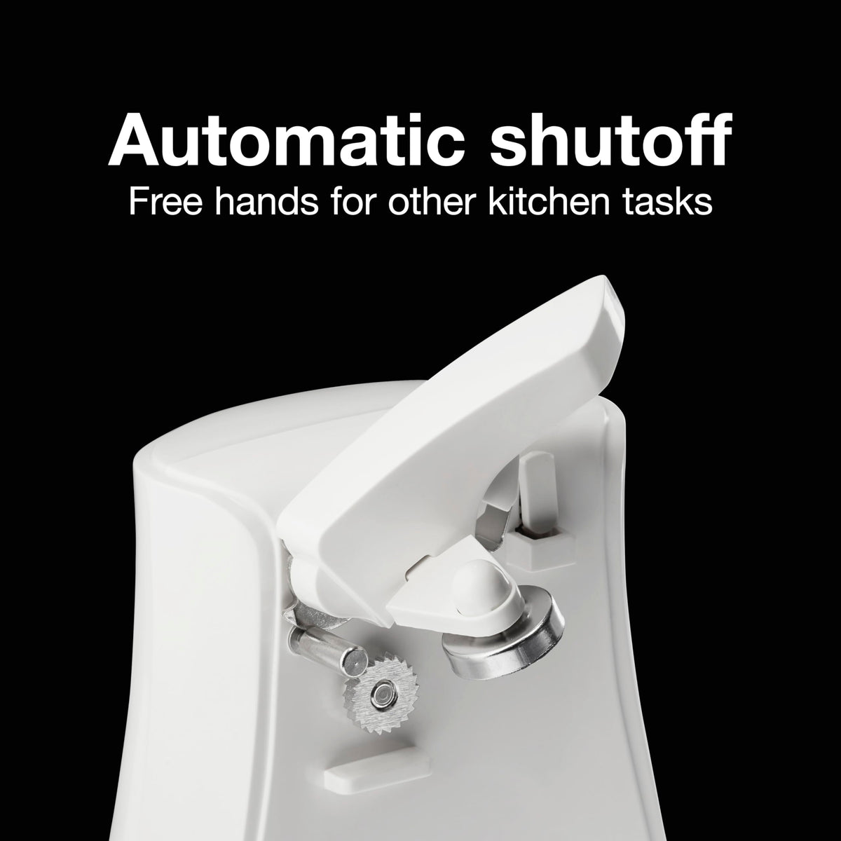 Proctor Silex power opener cord storage keeps the counter clutter-free.