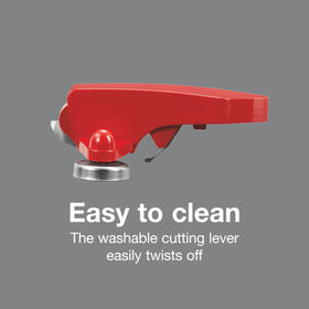 Removable cutting lever shown for easy cleaning and maintenance