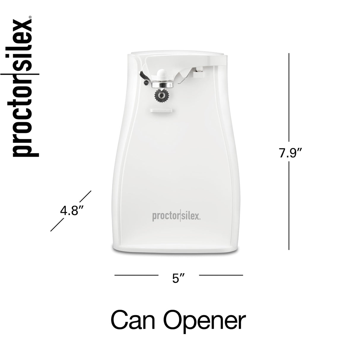 Proctor Silex power opener removable lever simplifies cleaning and maintenance.