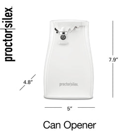 Proctor Silex power opener removable lever simplifies cleaning and maintenance.