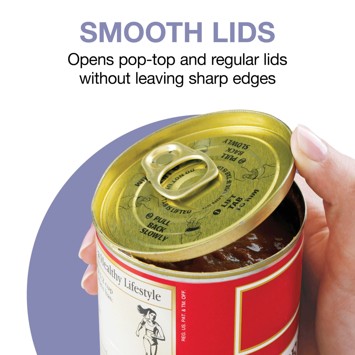 Proctor Silex smooth-edge cut demonstrating safe lid edges after opening.