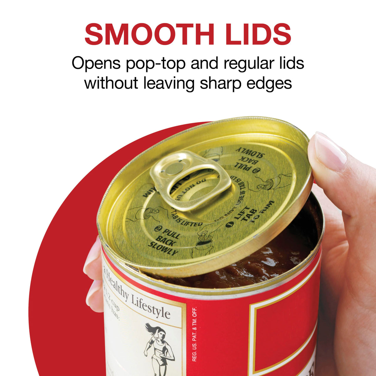 Proctor Silex smooth-edge cutting highlights safe lid edges.