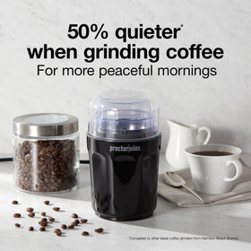 Proctor Silex grinder with removable bowl for easy filling and cleanup.