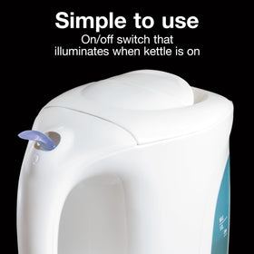 Proctor Silex kettle with pull-up lid handle for easy filling.