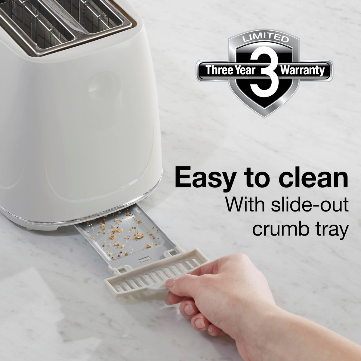 Proctor Silex toaster on a counter ready to toast everyday loaves.