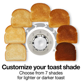 Proctor Silex toaster toast boost lifts smaller breads for easy retrieval.