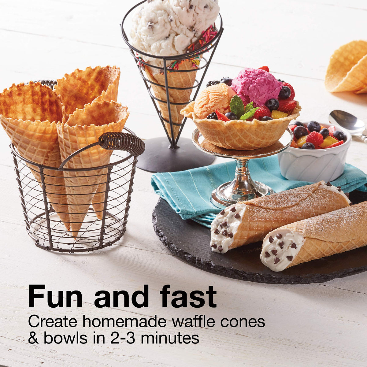 Proctor Silex waffle bowl press creates sturdy bowls for scoops