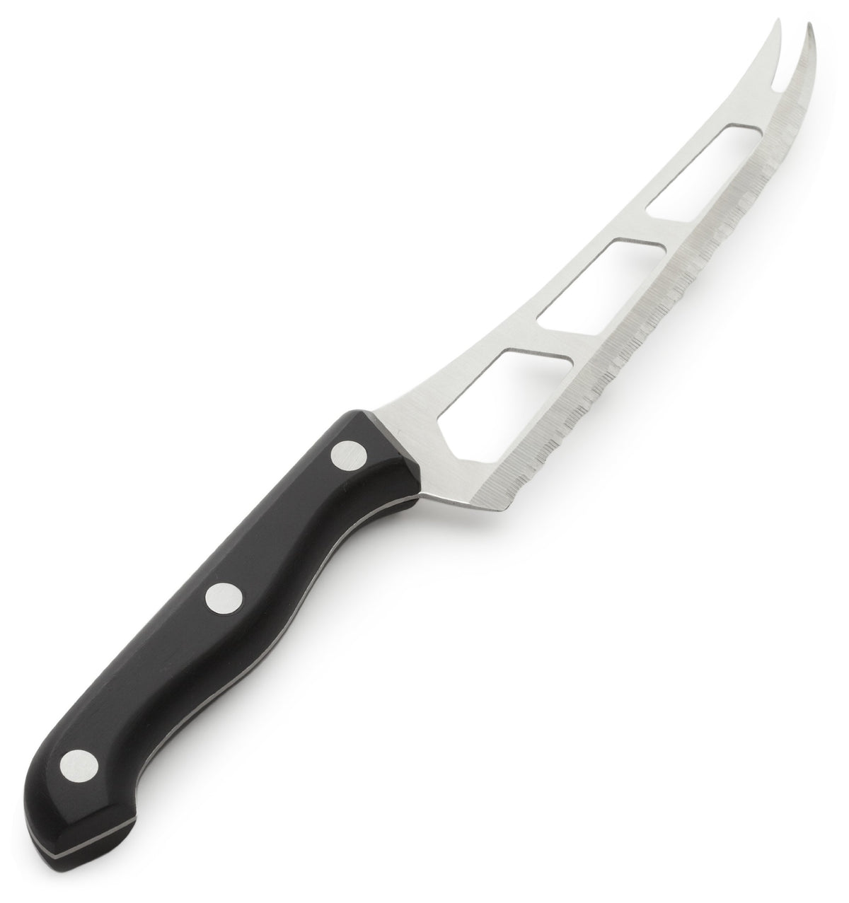 Prodyne CK-300 open-surface blade reduces sticking for effortless cheese slicing.