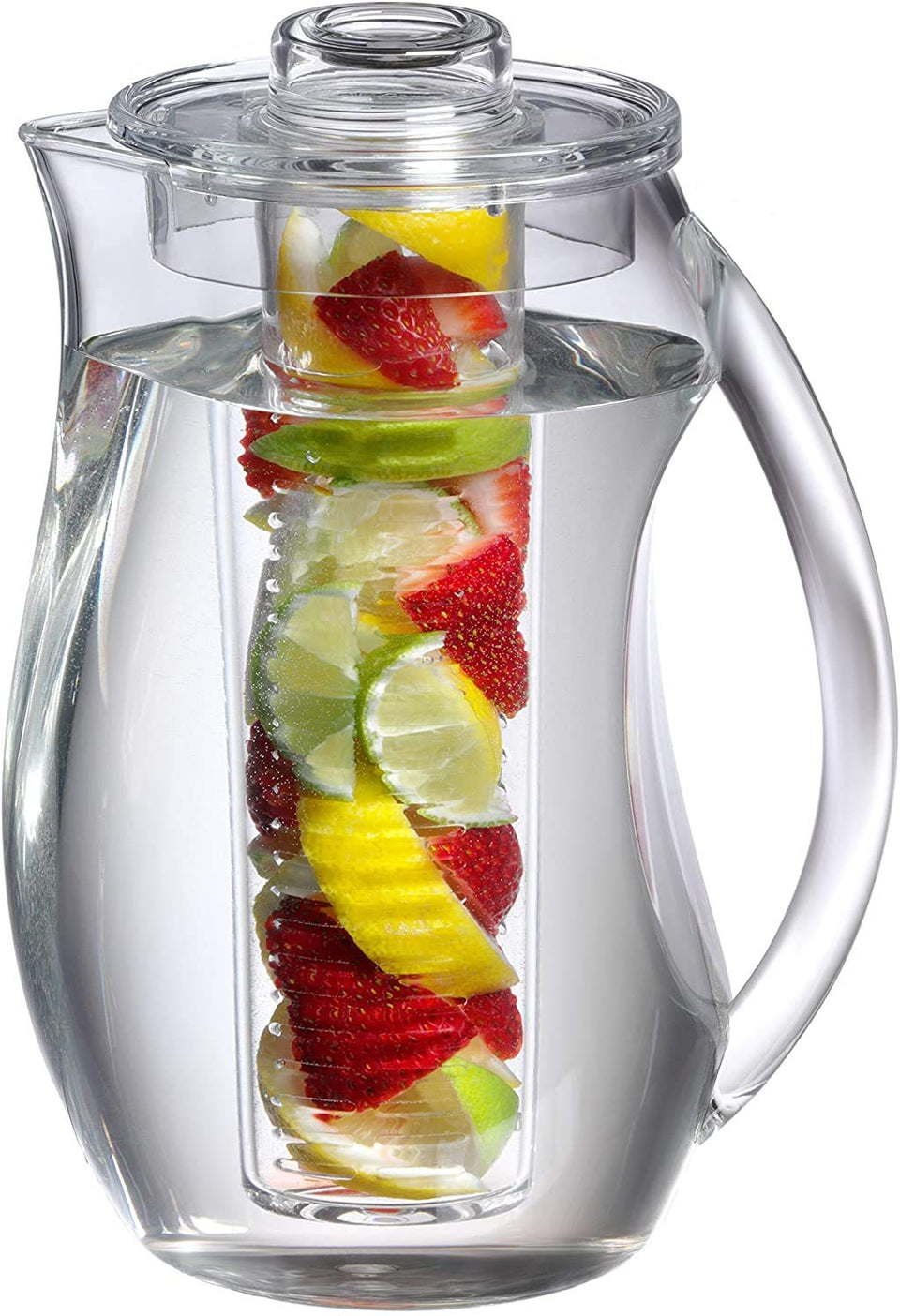 Prodyne Fruit Infusion Pitcher clear-view on table for infused water