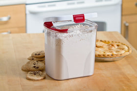 Progressive PrepSolutions Flour Keeper on pantry shelf keeping dry goods organized