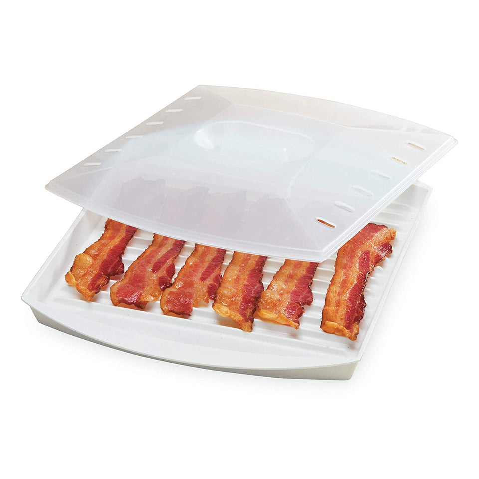 Progressive PrepSolutions bacon grill with vented cover keeps your microwave cleaner.