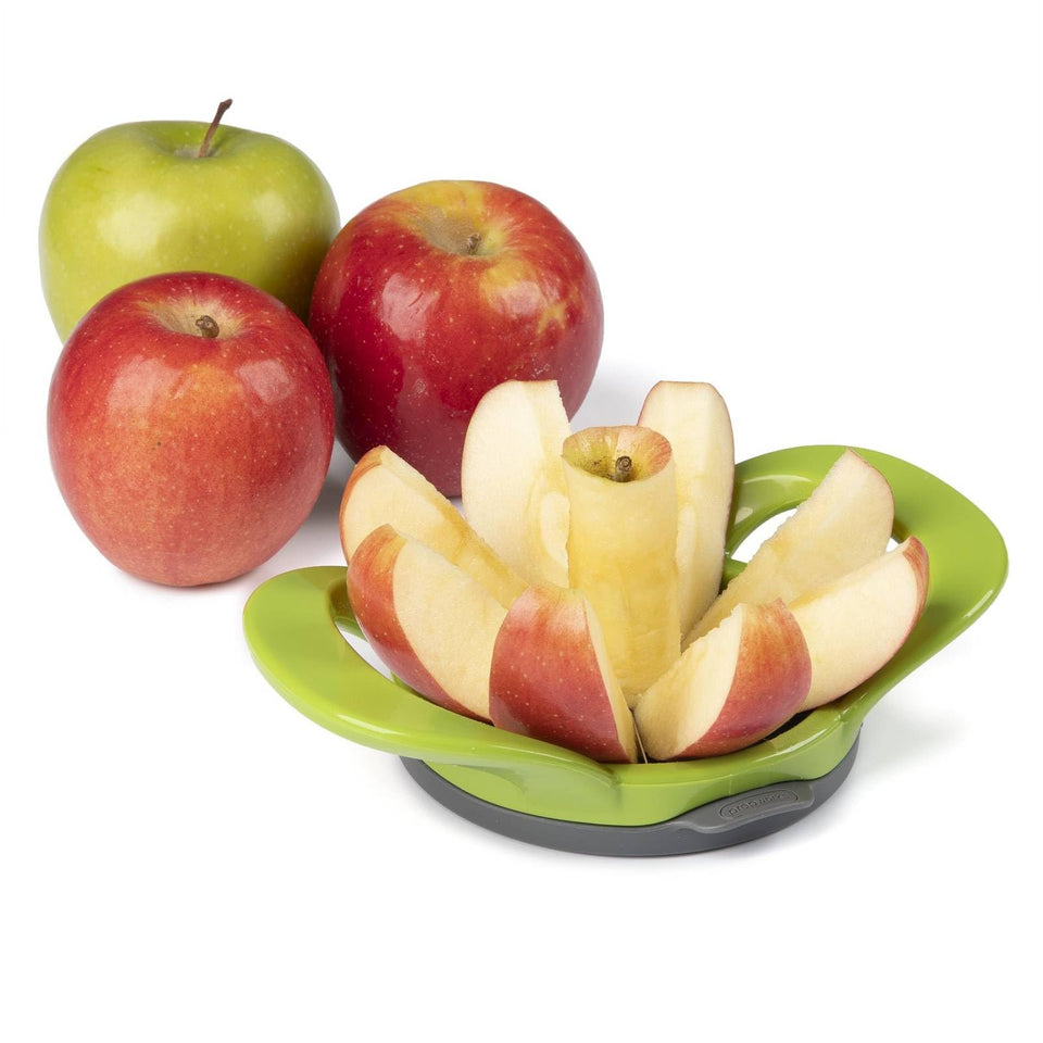 Progressive PrepWorks 8-slice apple slicer showing eight wedges ready to serve and core removed