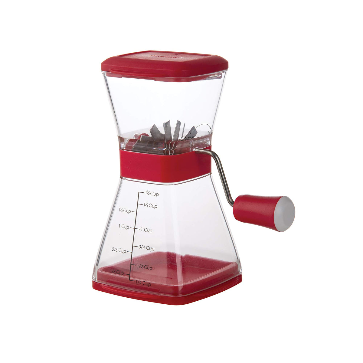 Progressive PrepWorks Nut Chopper chopped nuts falling into the bowl during use.