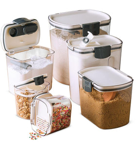 Progressive ProKeeper 6-piece storage set on counter for organized baking supplies