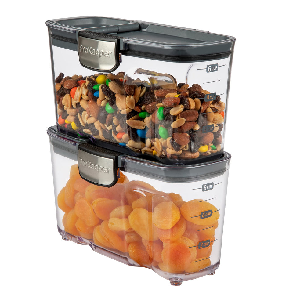 Progressive ProKeeper+ airtight cereal canister with clear plastic, ideal for quick breakfast prep.