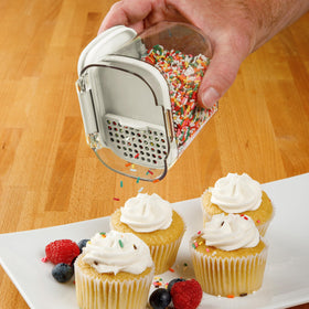 Progressive ProKeeper powdered sugar keeper with leveling bar for tidy measuring.