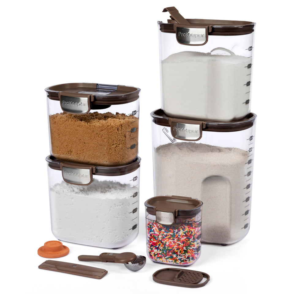 ProKeeper+ Flour Keeper with airtight seal for fresher flour and easy contents view.