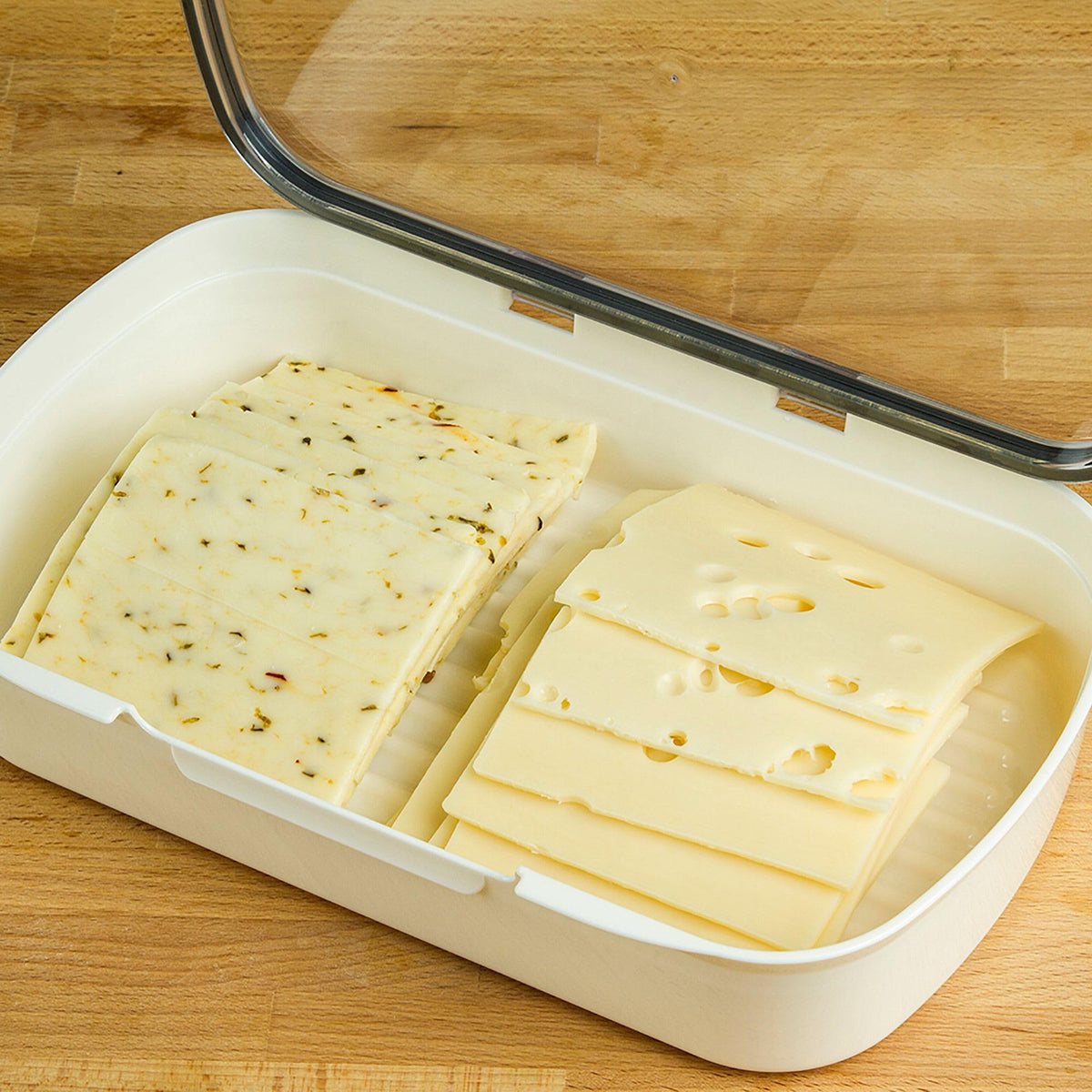 Grooved bottom design of ProKeeper minimizes moisture buildup for fresh deli items