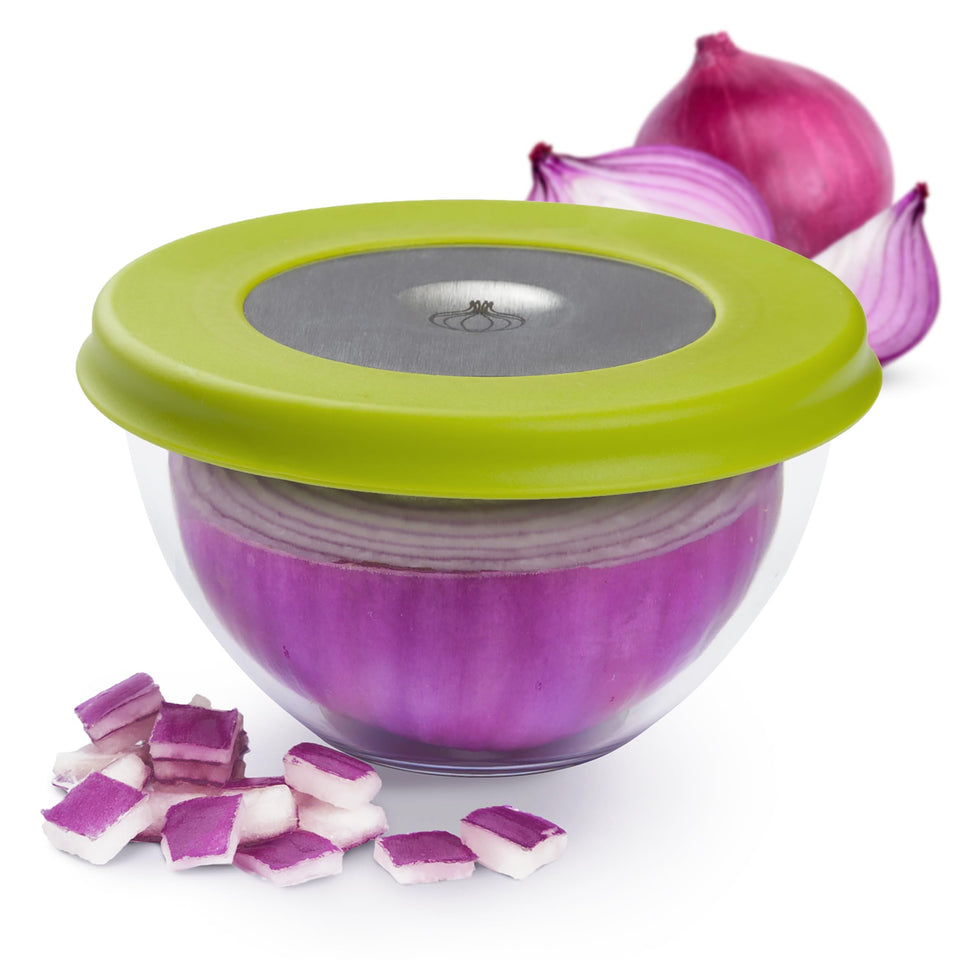 ProKeeper Onion Keeper with airtight seal preserves onion freshness in the fridge.
