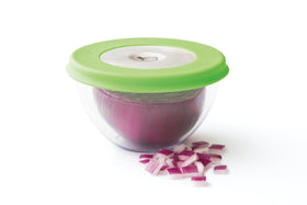 Compact ProKeeper Onion Keeper fits neatly on fridge shelves.