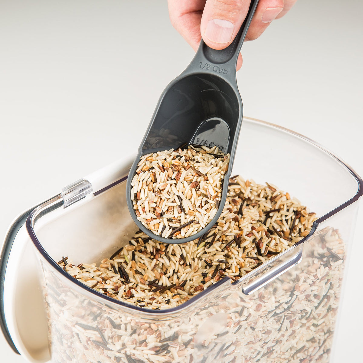 ProKeeper wide opening grain container enables quick access during meal prep