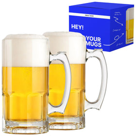 PROLISOK glass beer mug with handle, 34 oz capacity for generous pours.
